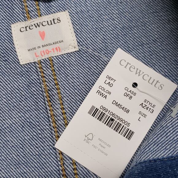 Crewcuts J. Crew Girls' Denim Chore Jacket Sherpa Trim Large 10/11 Barn Jacket - Picture 6 of 12